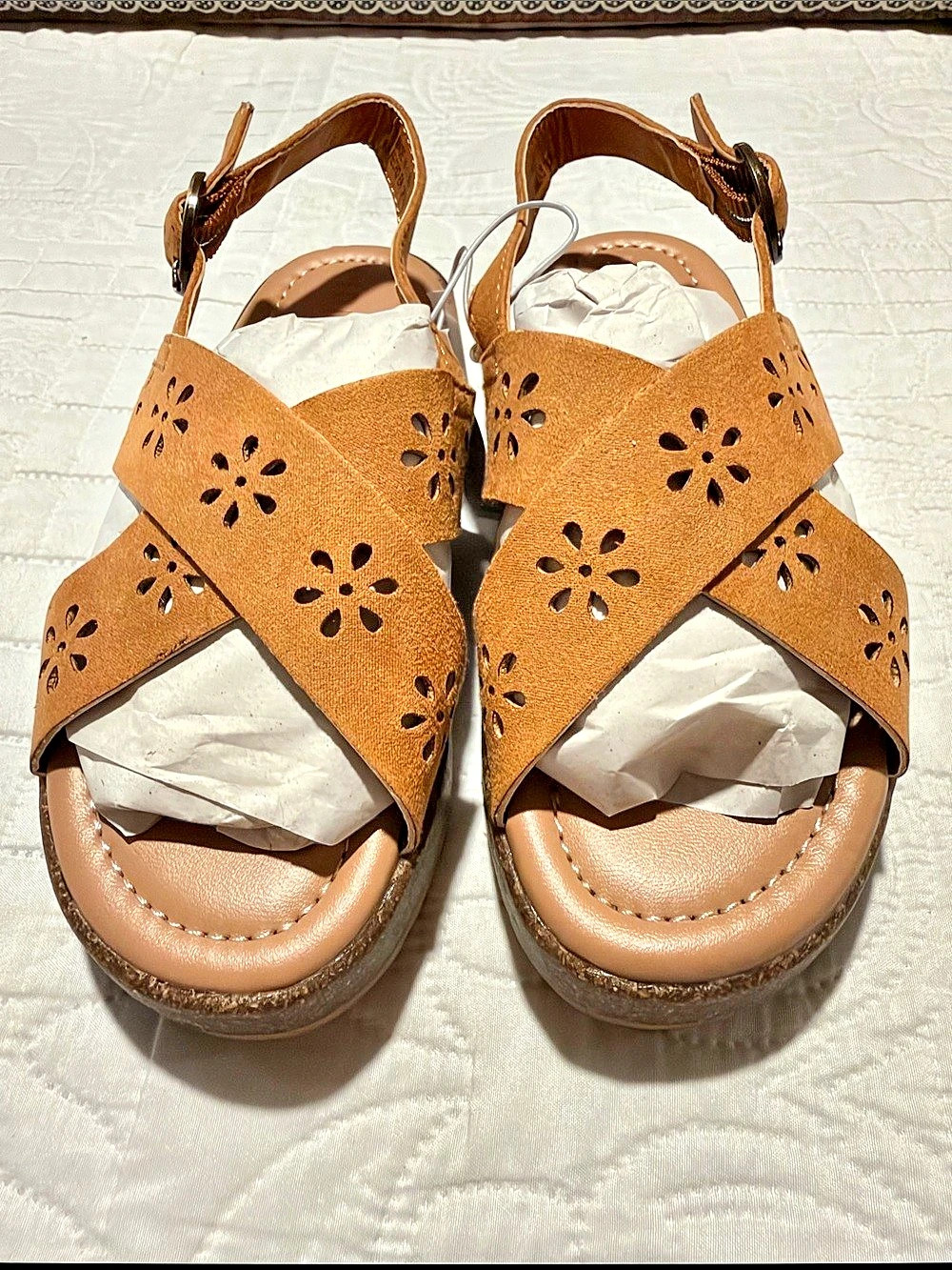 Old Navy Faux-Suede Floral Cutout Platform Sandals